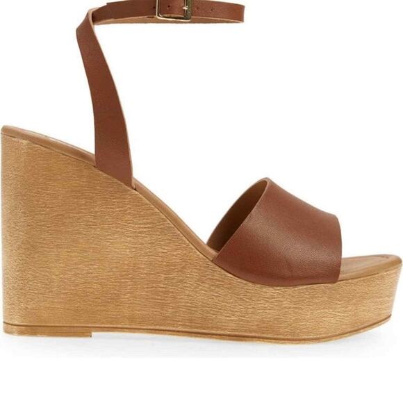 Steve Madden Welsh Cognac Lea Wedge Heels 9.5 - Picture 1 of 9
